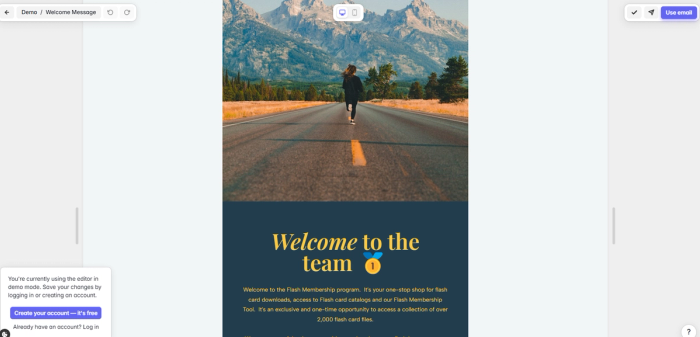 Free welcome email template.